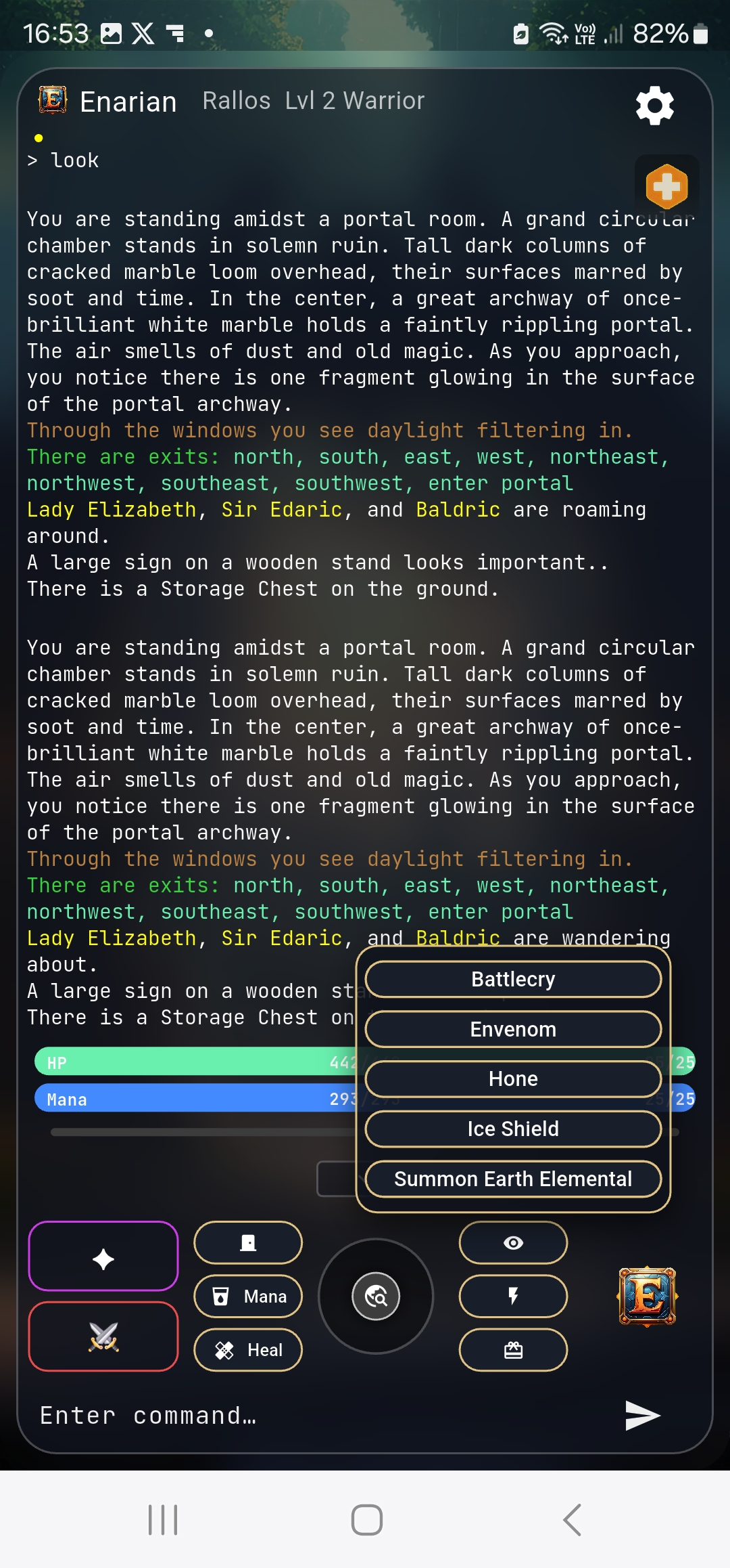 Android client — skills radial menu